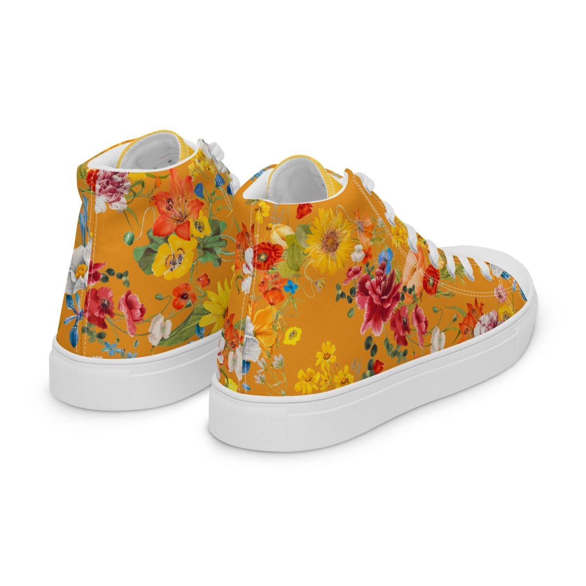 Women's Yellow Floral Sneakers - DoggyLoveandMore