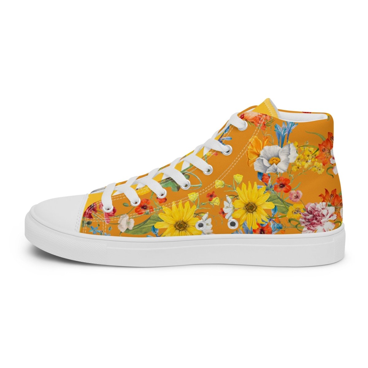 Women's Yellow Floral Sneakers - DoggyLoveandMore