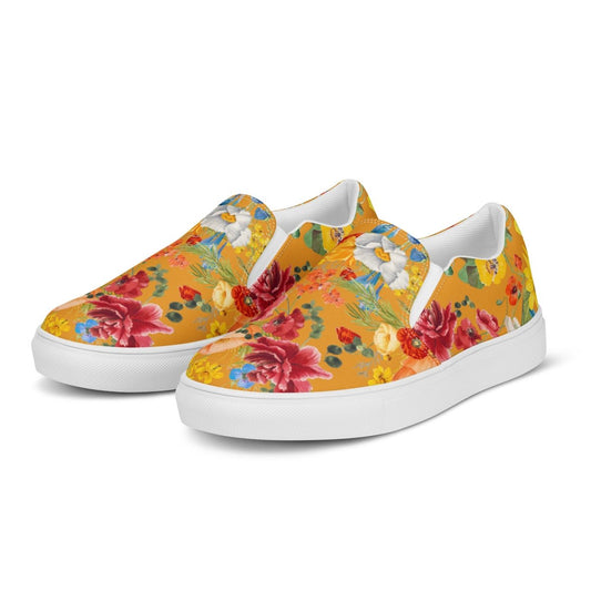 Yellow Floral Women’s Slip-On Shoes - DoggyLoveandMore