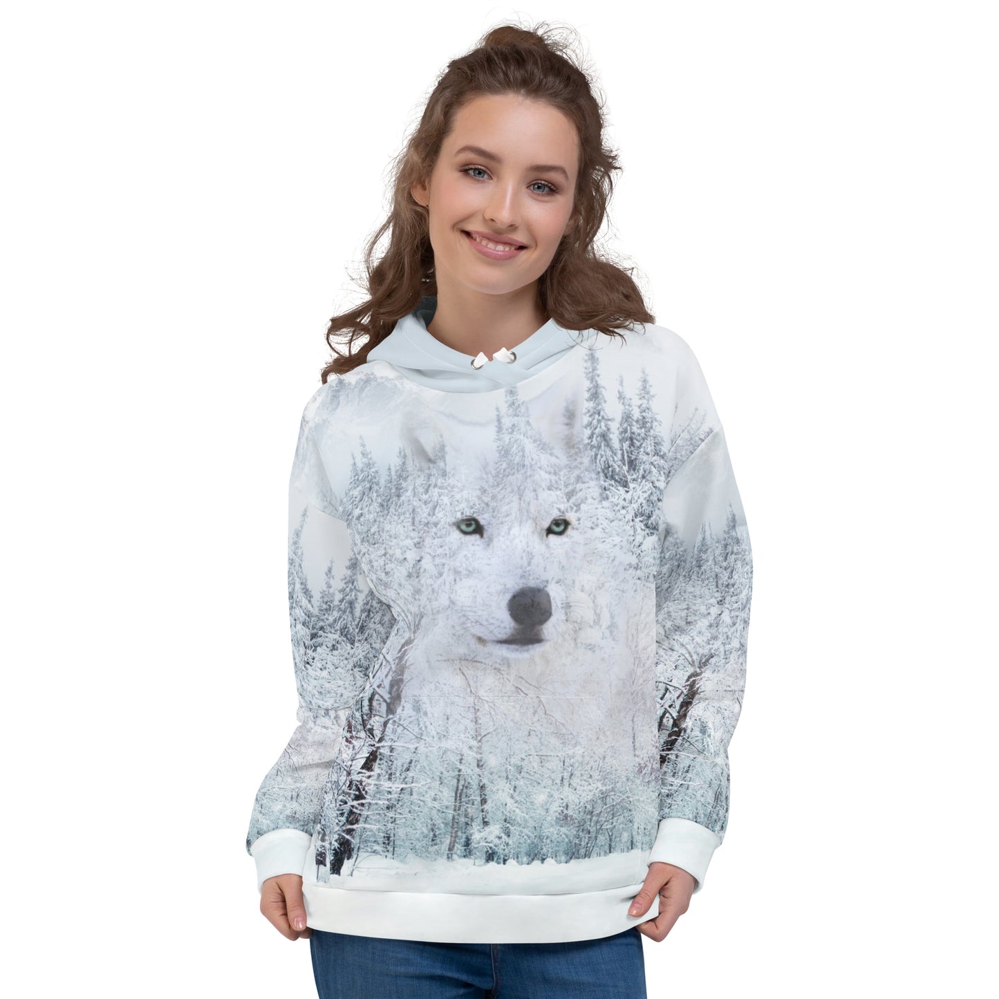 Women's White Wolf Hoodie