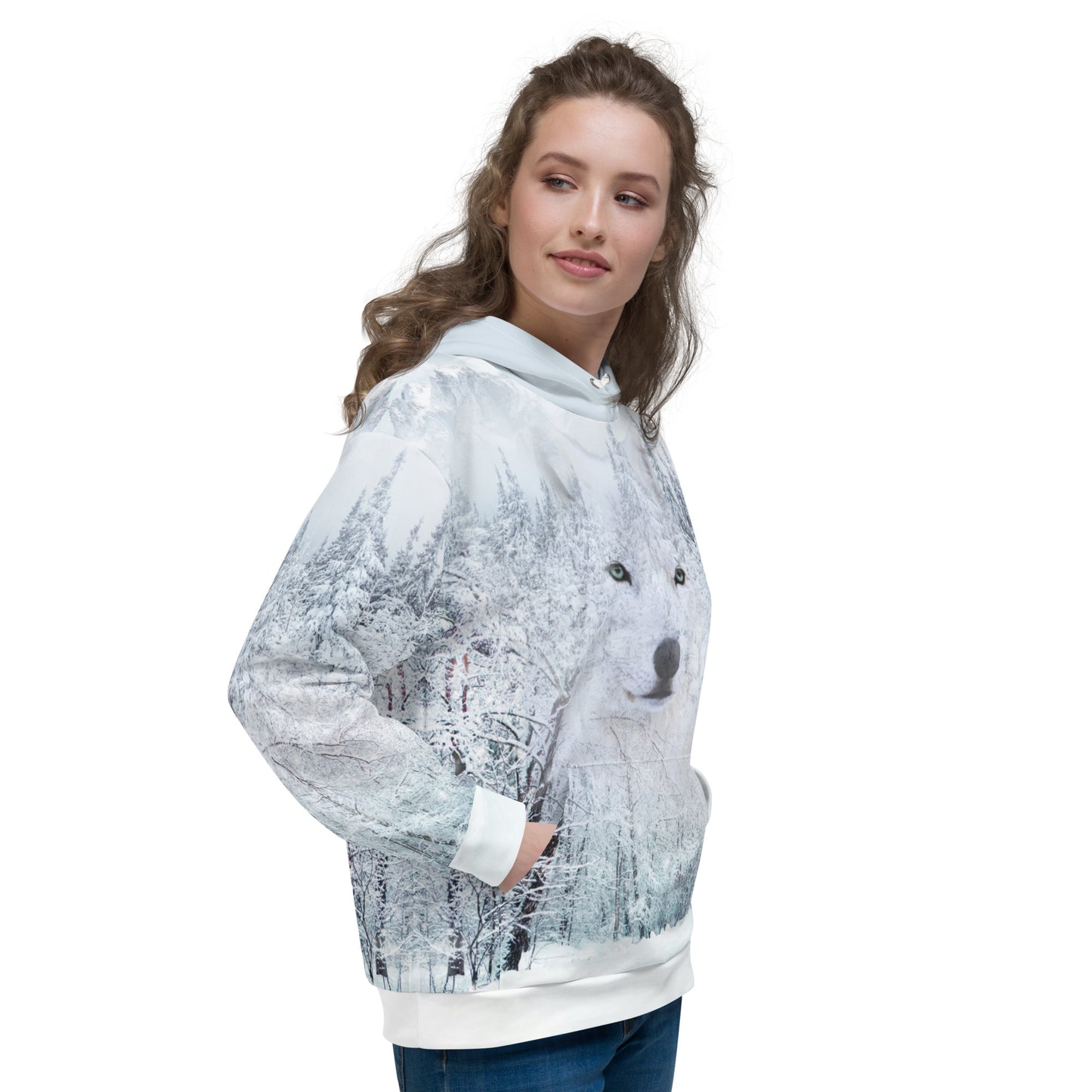 Women's White Wolf Hoodie