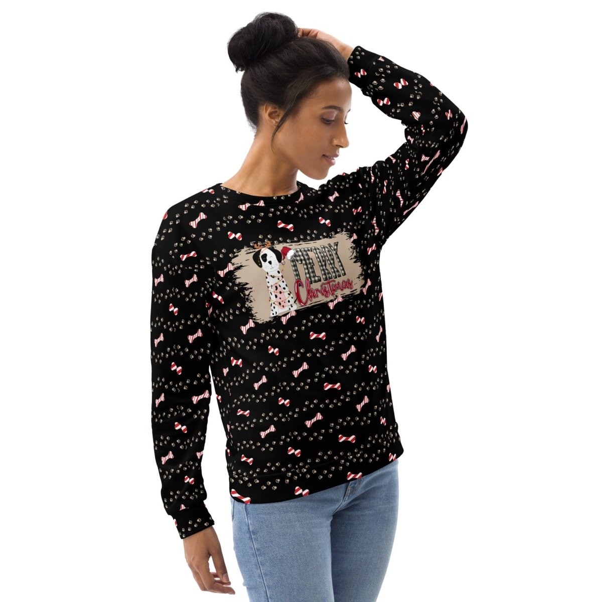 Black Merry Christmas Paw Sweatshirt - DoggyLoveandMore