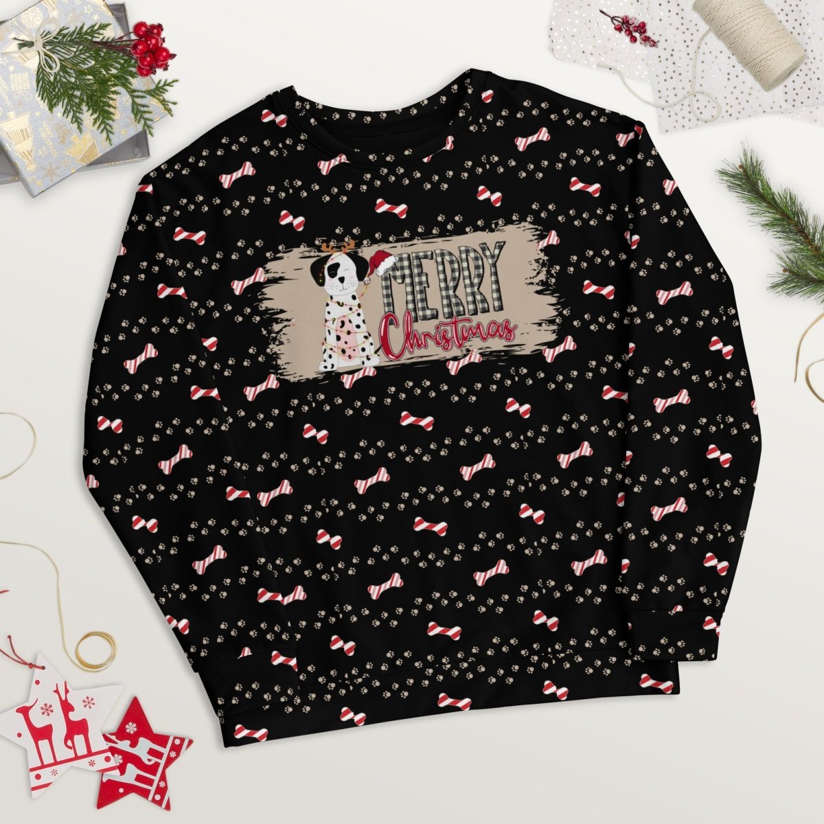 Black Merry Christmas Paw Sweatshirt - DoggyLoveandMore