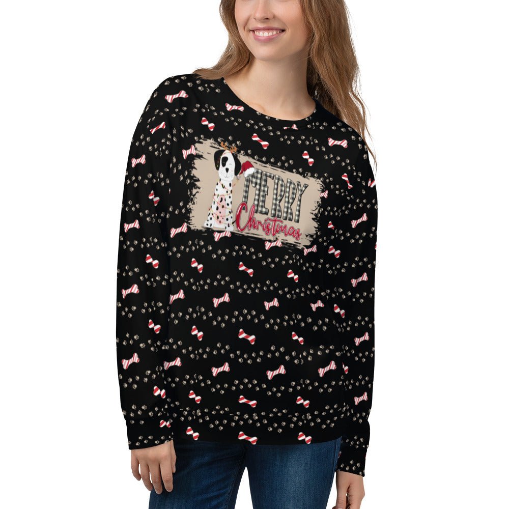 Black Merry Christmas Paw Sweatshirt - DoggyLoveandMore