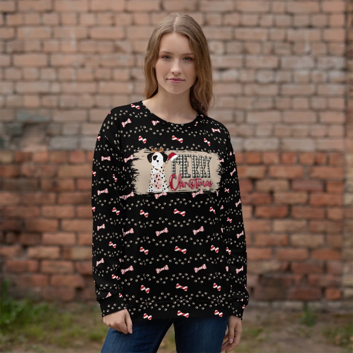 Black Merry Christmas Paw Sweatshirt - DoggyLoveandMore