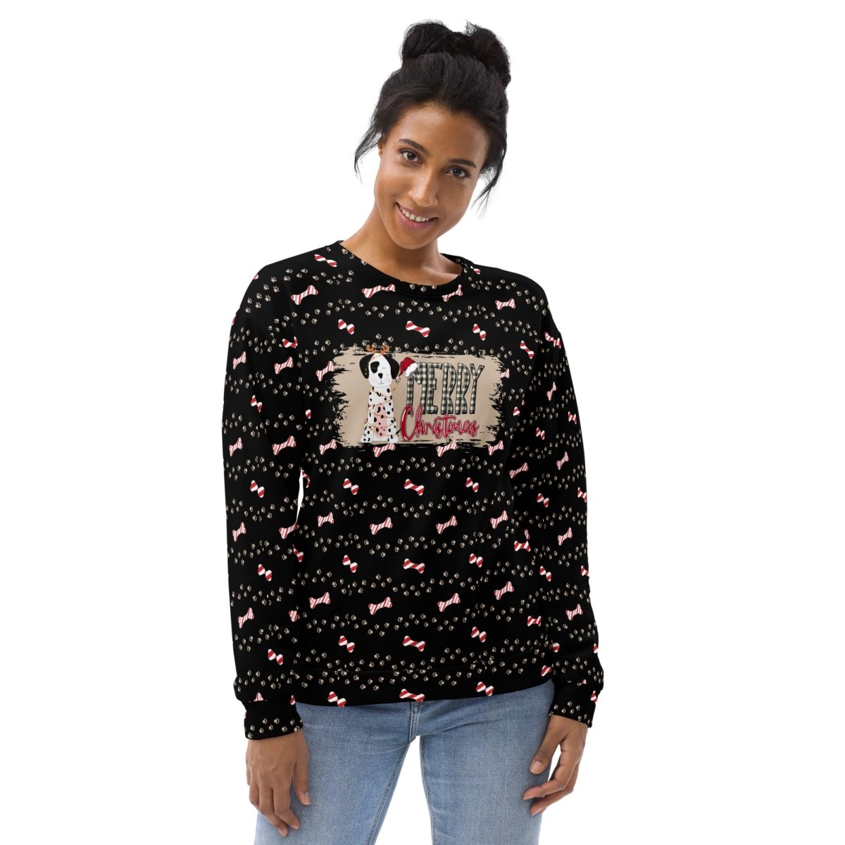 Black Merry Christmas Paw Sweatshirt - DoggyLoveandMore