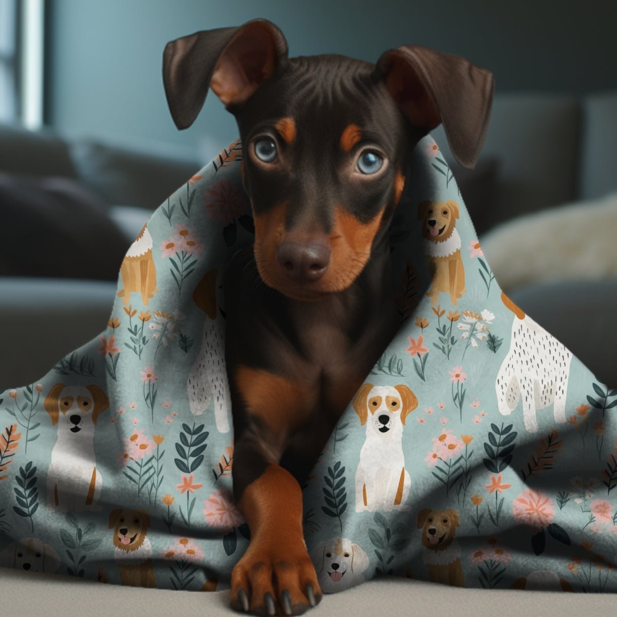 Blue Dogs Throw Blanket - DoggyLoveandMore