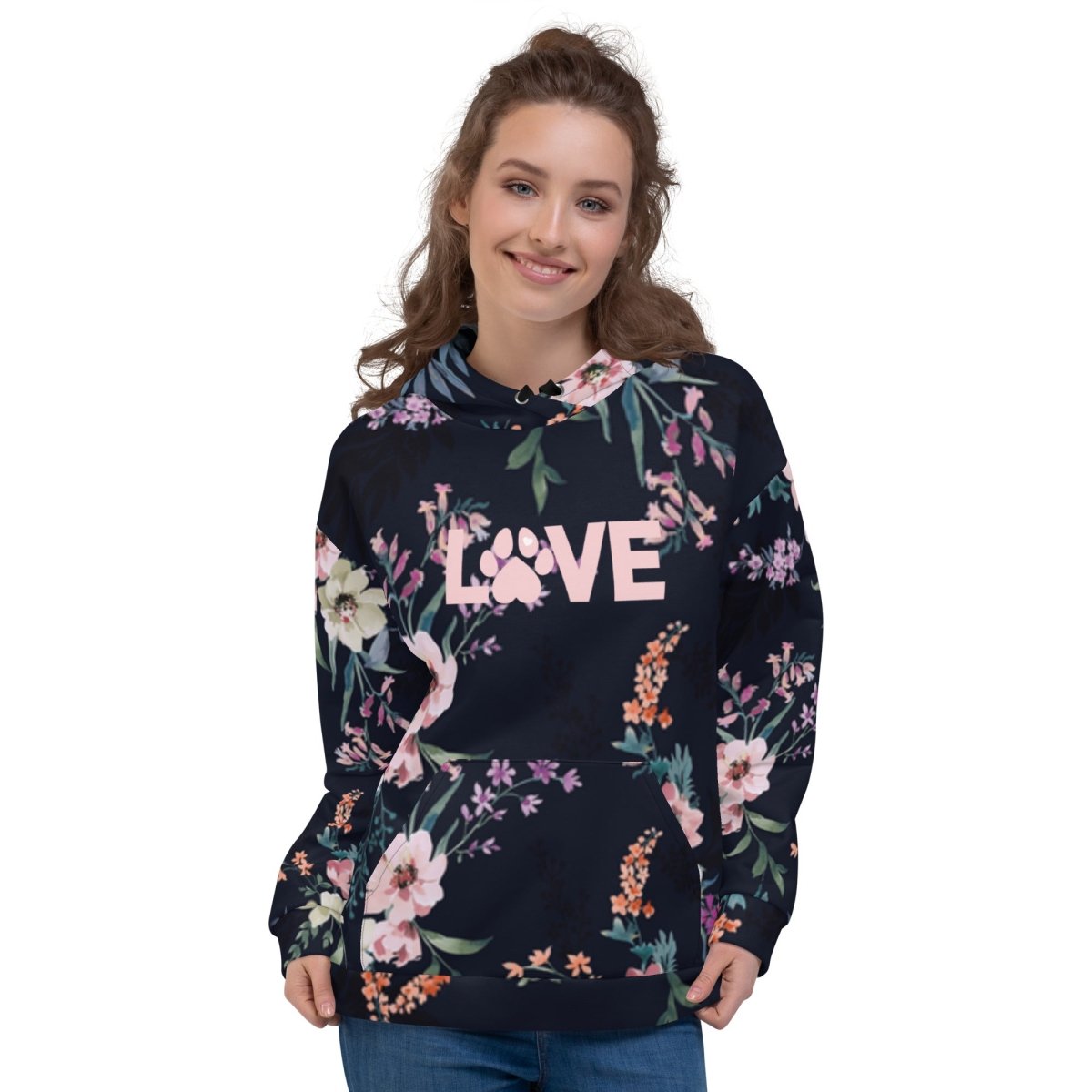 Blue Floral Dog Mom Hoodie - DoggyLoveandMore