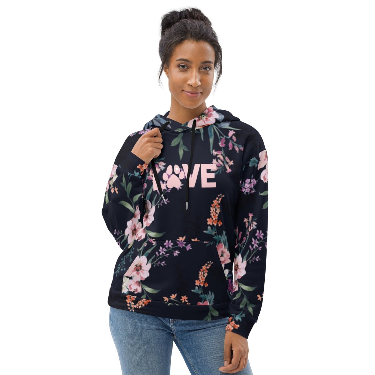 Blue Floral Dog Mom Hoodie - DoggyLoveandMore