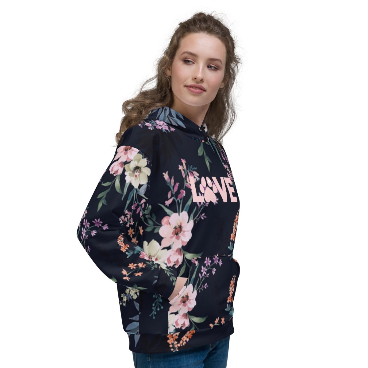 Blue Floral Dog Mom Hoodie - DoggyLoveandMore