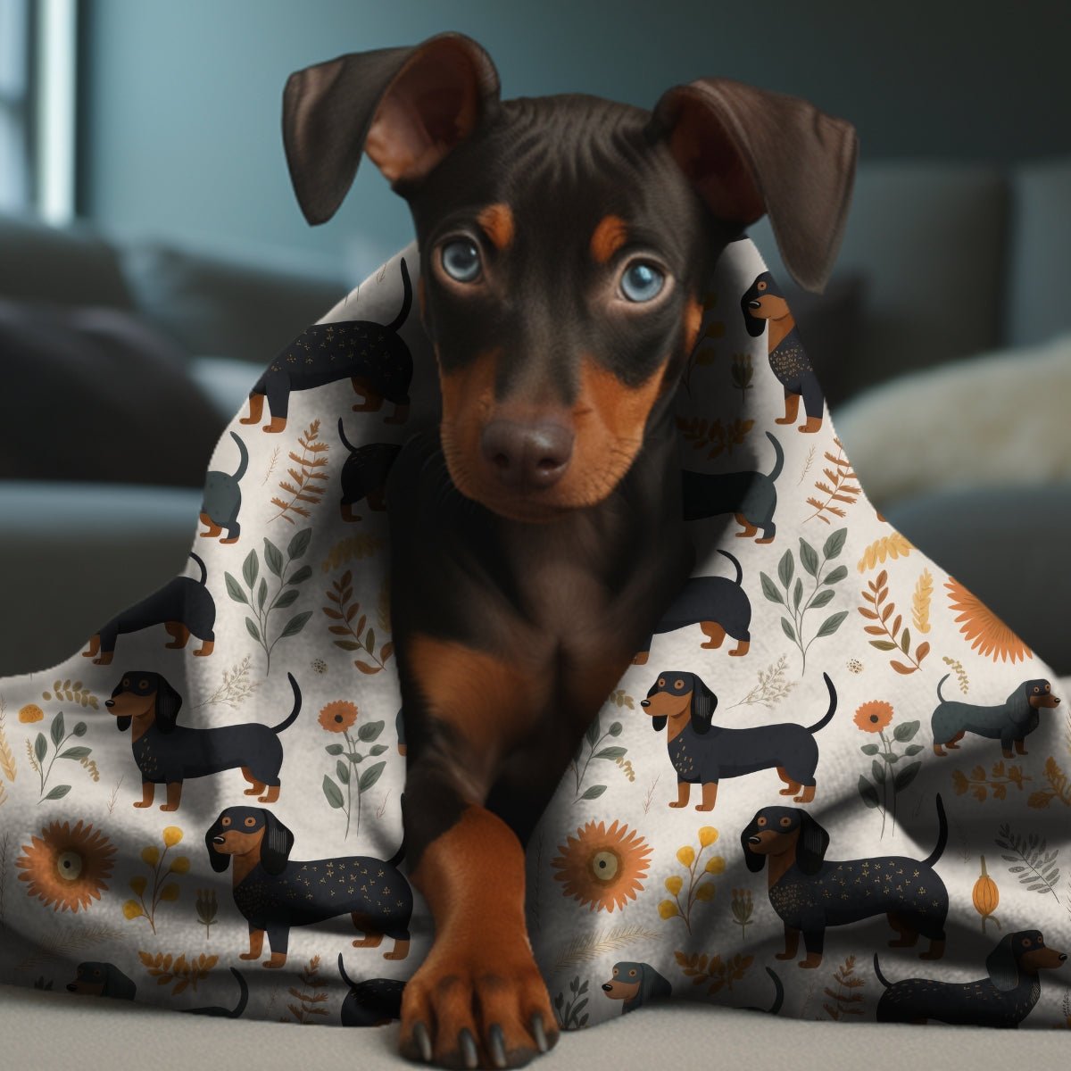 Cream Dachshund Throw Blanket