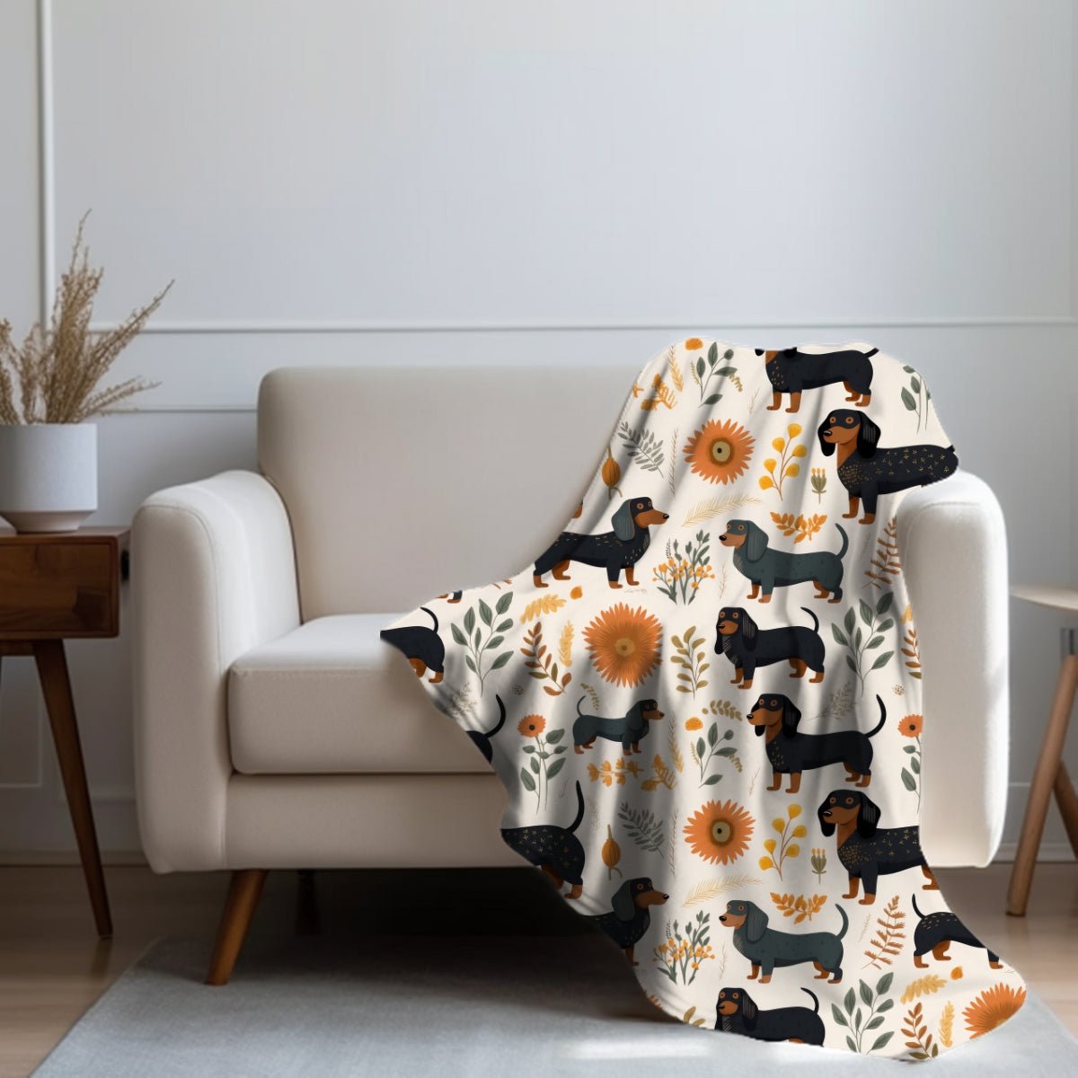 Cream Dachshund Throw Blanket - DoggyLoveandMore