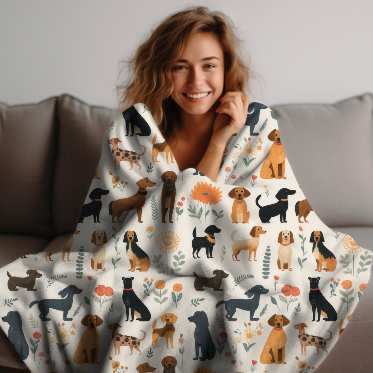 Cream Dogs Throw Blanket - DoggyLoveandMore