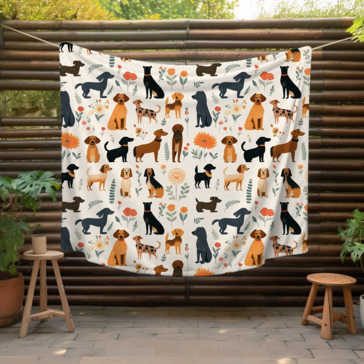 Cream Dogs Throw Blanket - DoggyLoveandMore