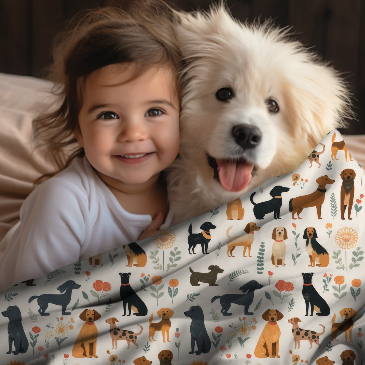 Cream Dogs Throw Blanket - DoggyLoveandMore