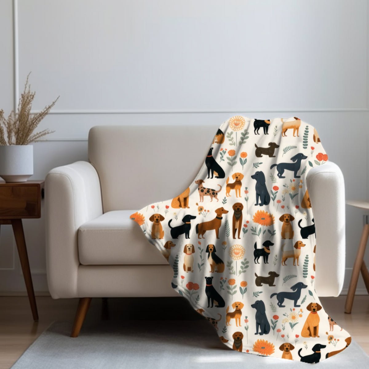 Cream Dogs Throw Blanket - DoggyLoveandMore