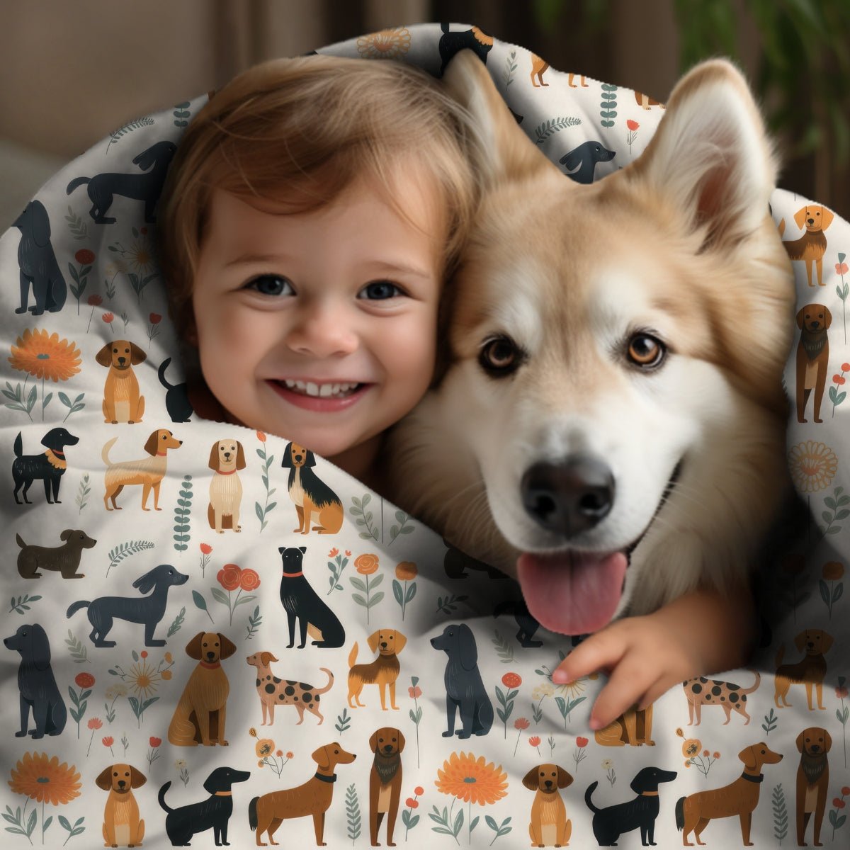 Cream Dogs Throw Blanket - DoggyLoveandMore