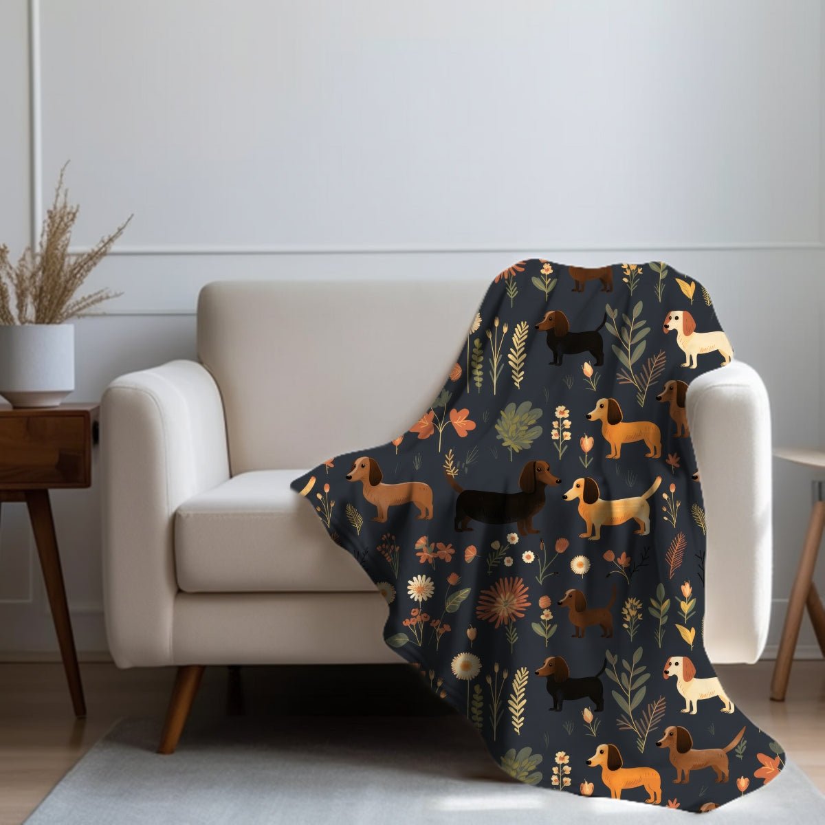 Dark Grey Dachshund Throw Blanket - DoggyLoveandMore