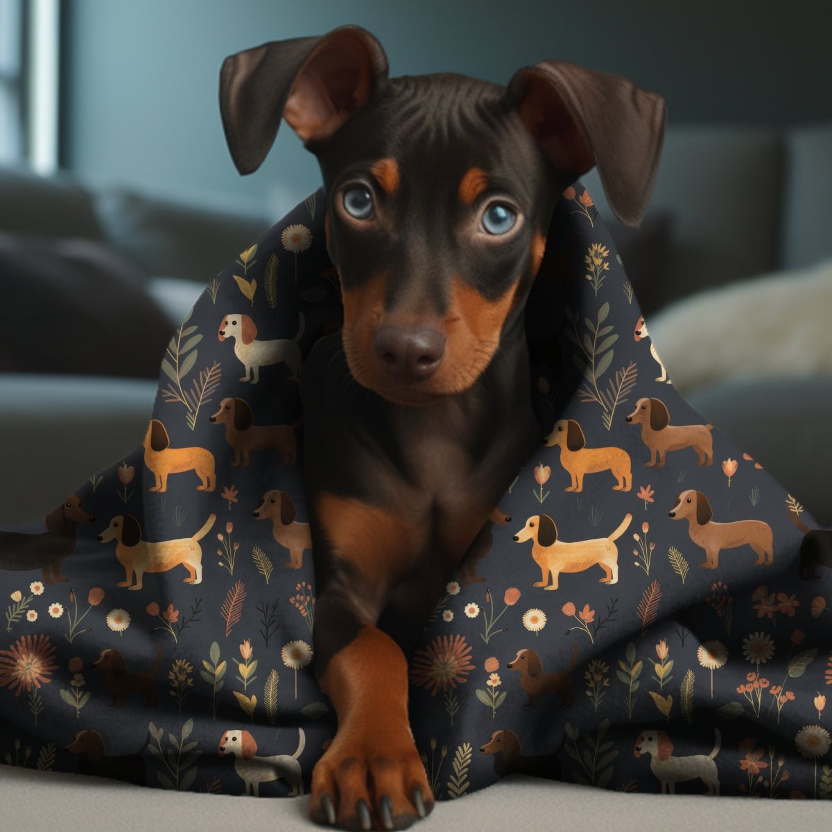 Dark Grey Dachshund Throw Blanket - DoggyLoveandMore