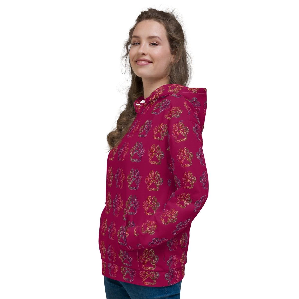 Dog Mom Burgundy Paw Prints Hoodie - DoggyLoveandMore