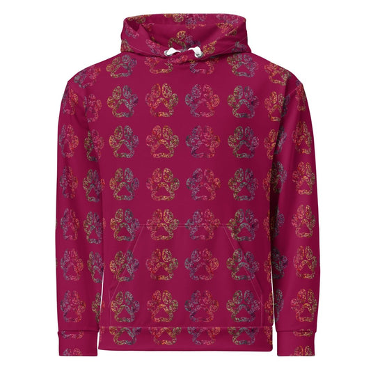 Dog Mom Burgundy Paw Prints Hoodie - DoggyLoveandMore