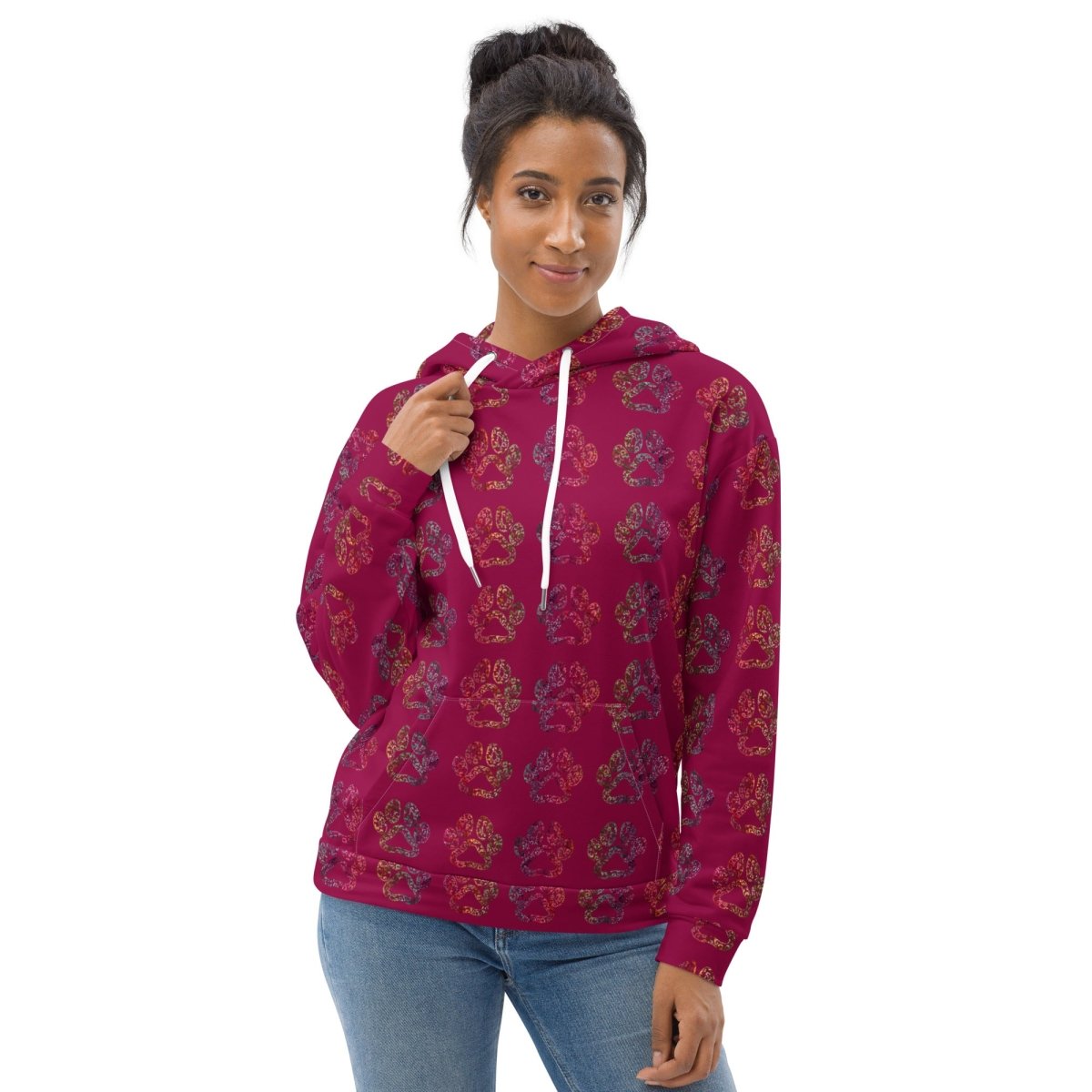 Dog Mom Burgundy Paw Prints Hoodie - DoggyLoveandMore