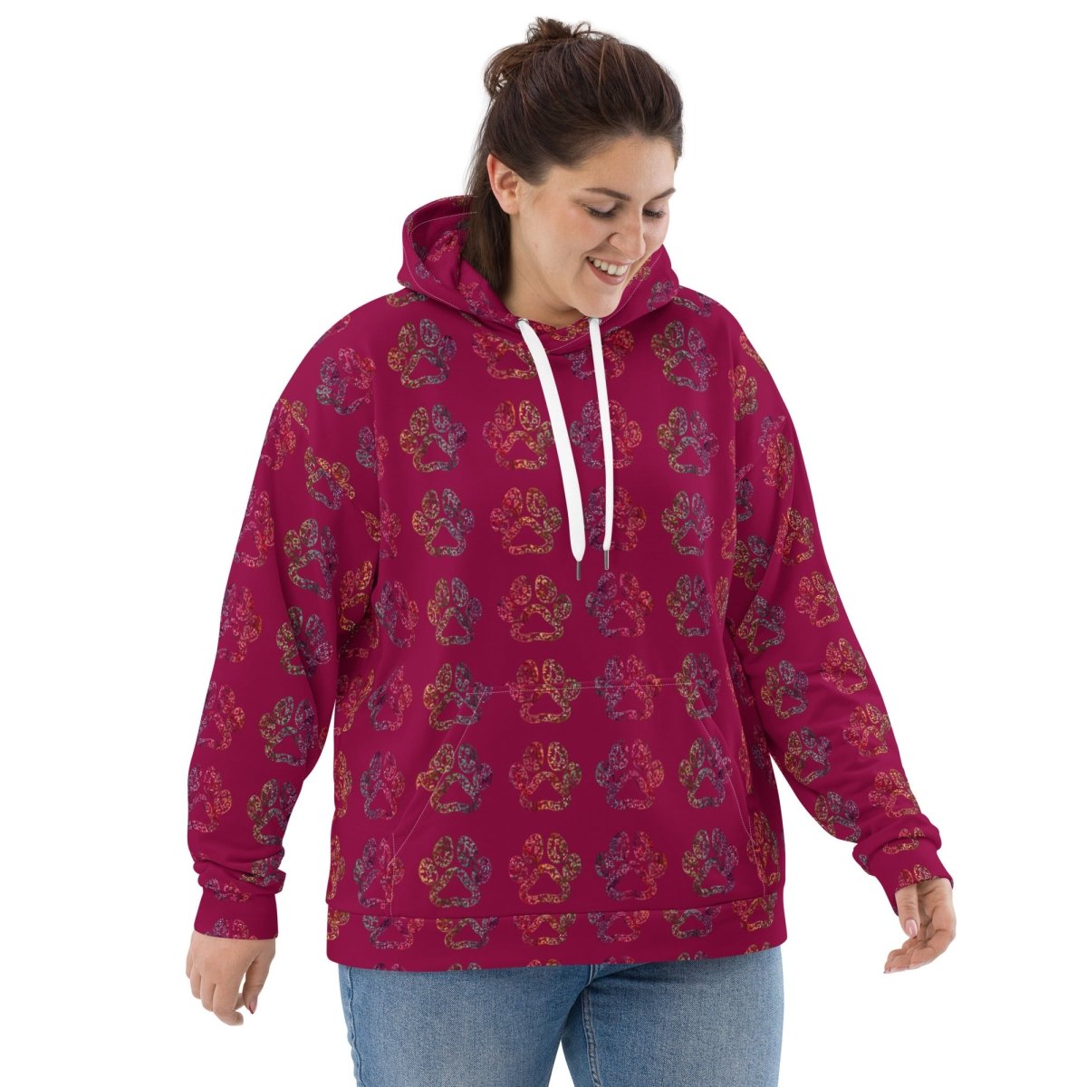 Dog Mom Burgundy Paw Prints Hoodie - DoggyLoveandMore