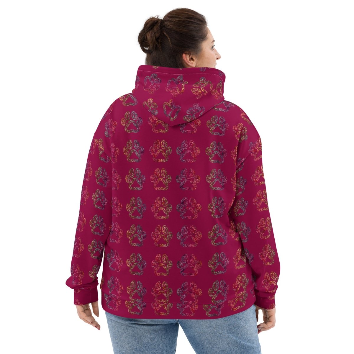 Dog Mom Burgundy Paw Prints Hoodie - DoggyLoveandMore