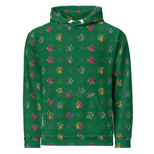 Dog Mom Green Paw Prints Hoodie - DoggyLoveandMore