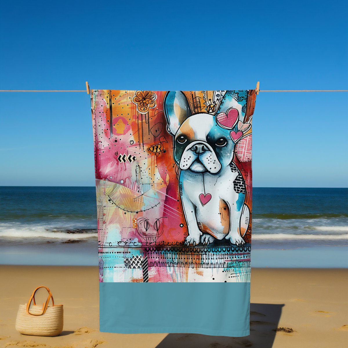 Frenchie Dog Beach Towel - DoggyLoveandMore