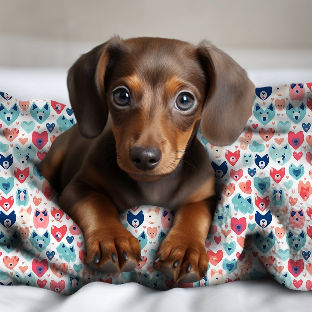 Heart Face Dogs Throw Blanket - DoggyLoveandMore