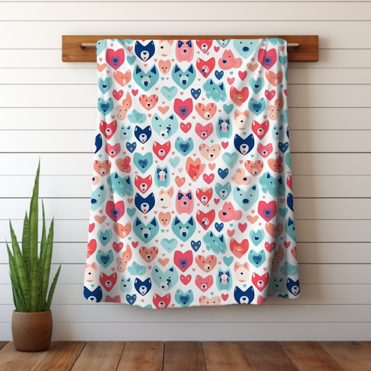 Heart Face Dogs Throw Blanket - DoggyLoveandMore