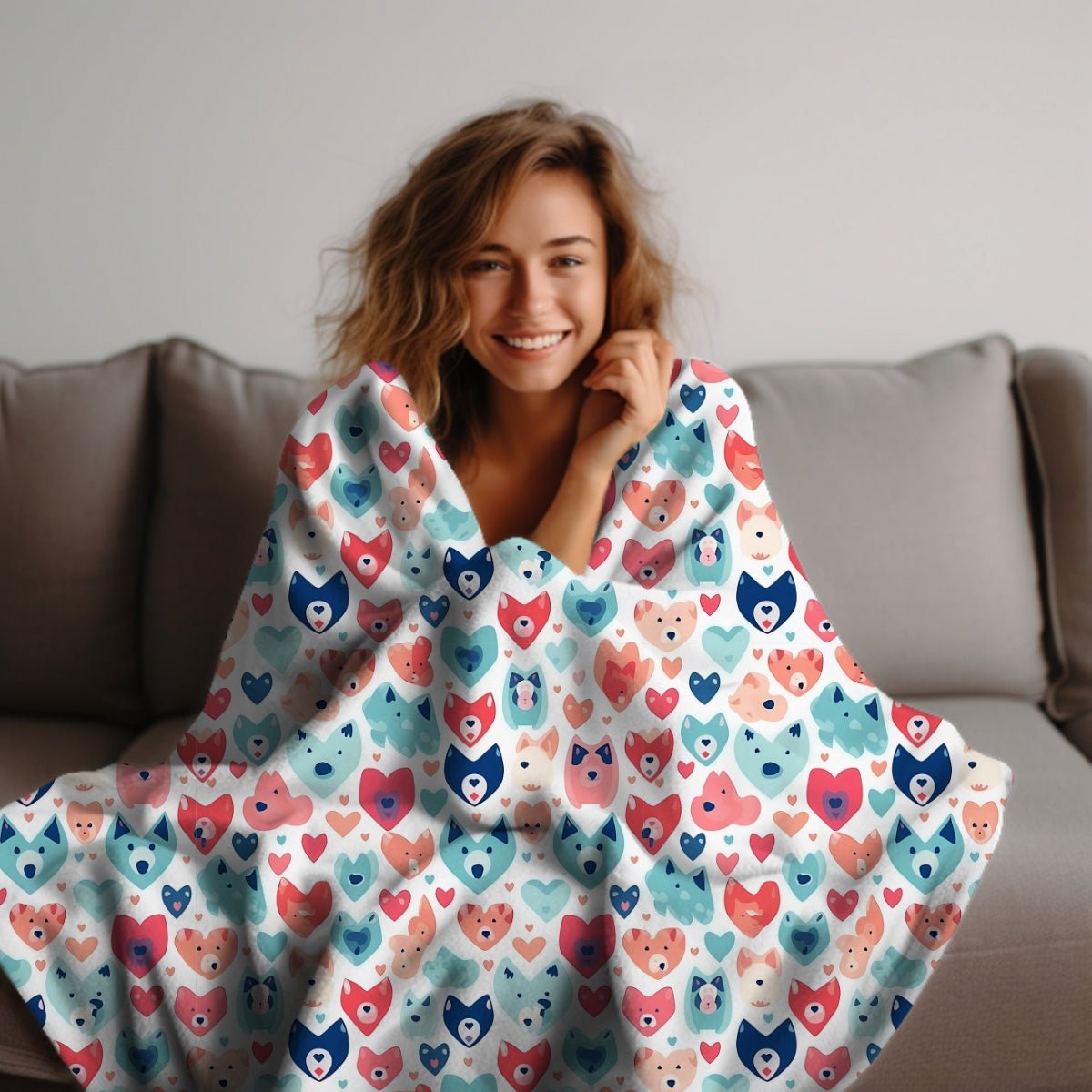 Heart Face Dogs Throw Blanket - DoggyLoveandMore