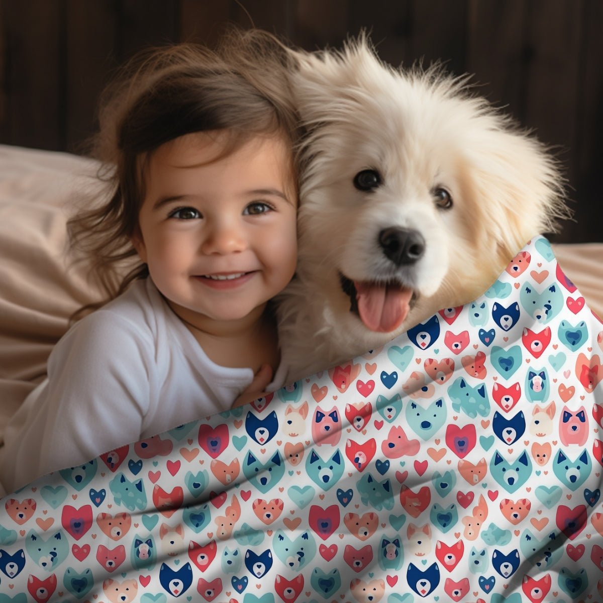 Heart Face Dogs Throw Blanket - DoggyLoveandMore