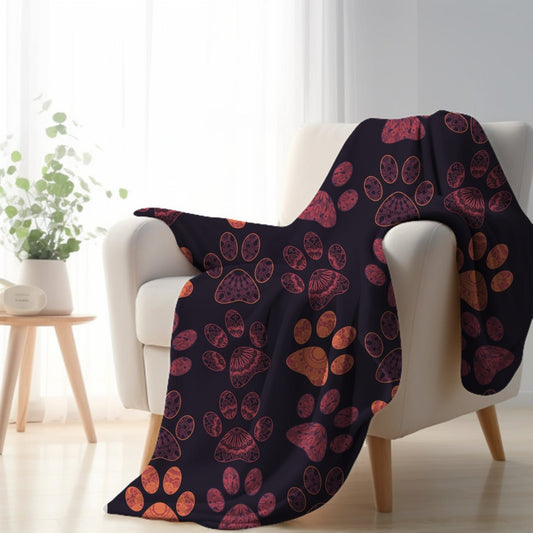 Mandala Paw Prints Throw Blanket - DoggyLoveandMore