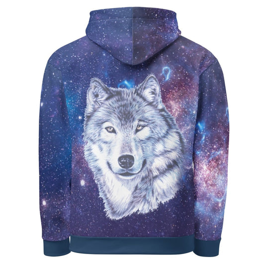 Men's Blue Galaxy Wolf Hoodie - DoggyLoveandMore