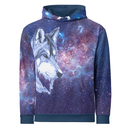 Men's Blue Galaxy Wolf Hoodie - DoggyLoveandMore