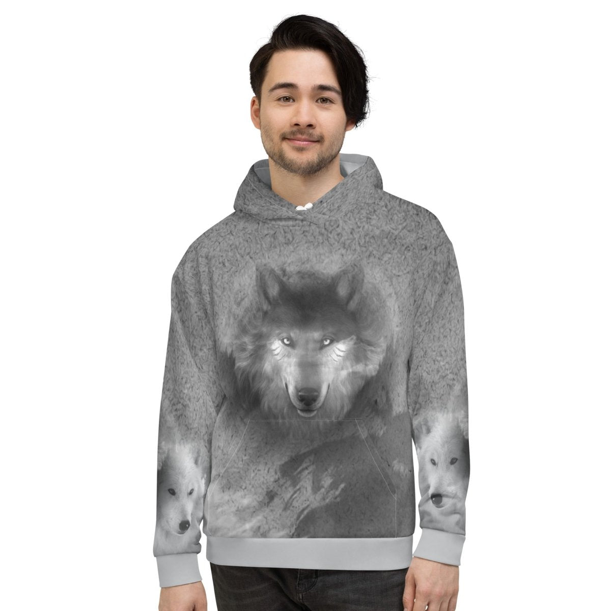 Men's Grey Wolf Hoodie - DoggyLoveandMore