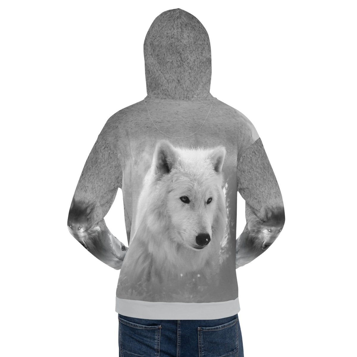 Men's Grey Wolf Hoodie - DoggyLoveandMore