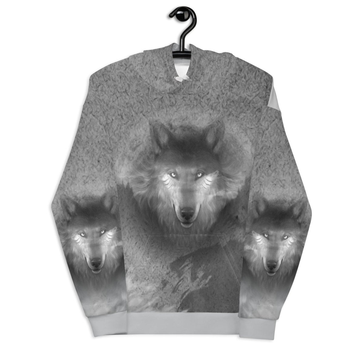 Men's Grey Wolf Hoodie - DoggyLoveandMore