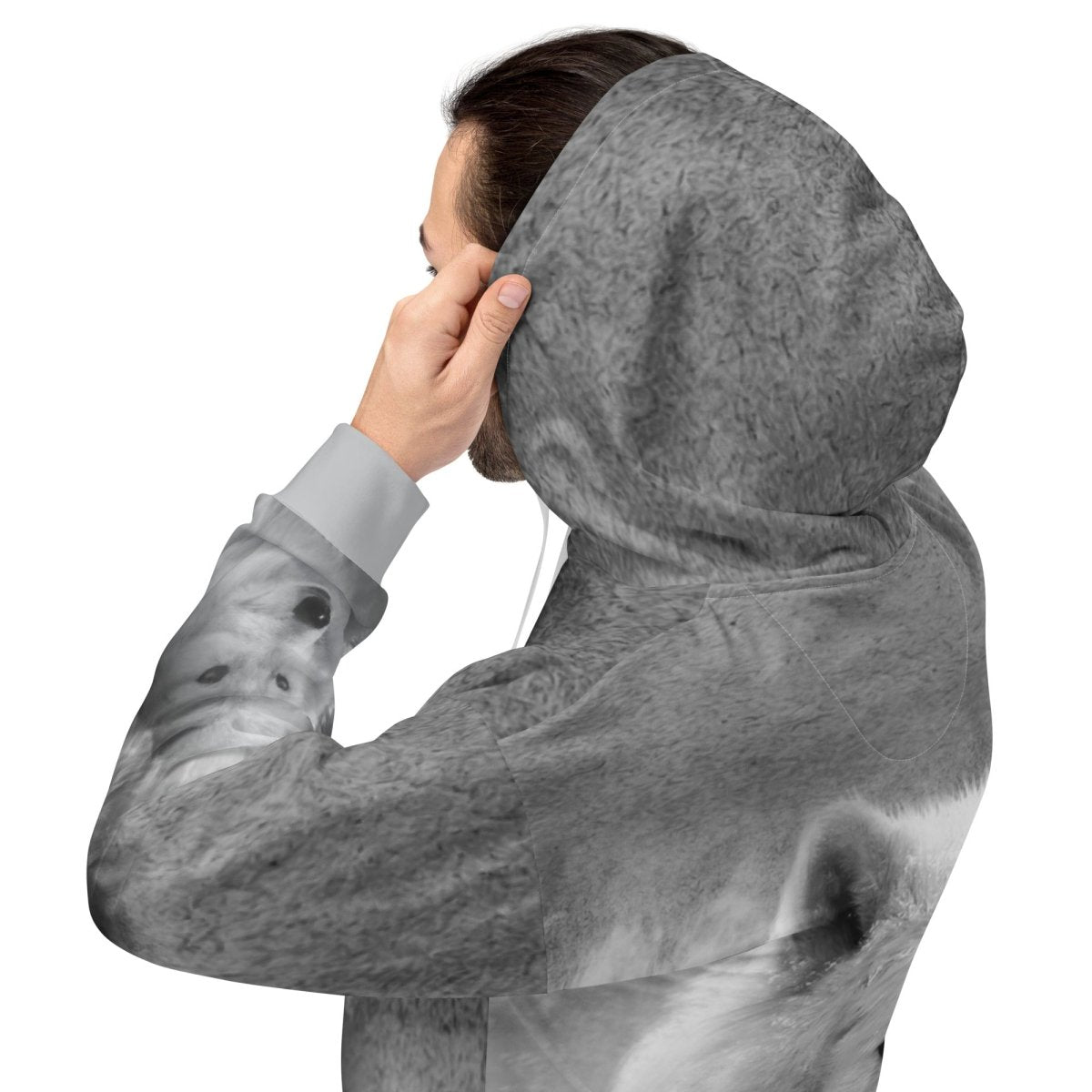 Men's Grey Wolf Hoodie - DoggyLoveandMore