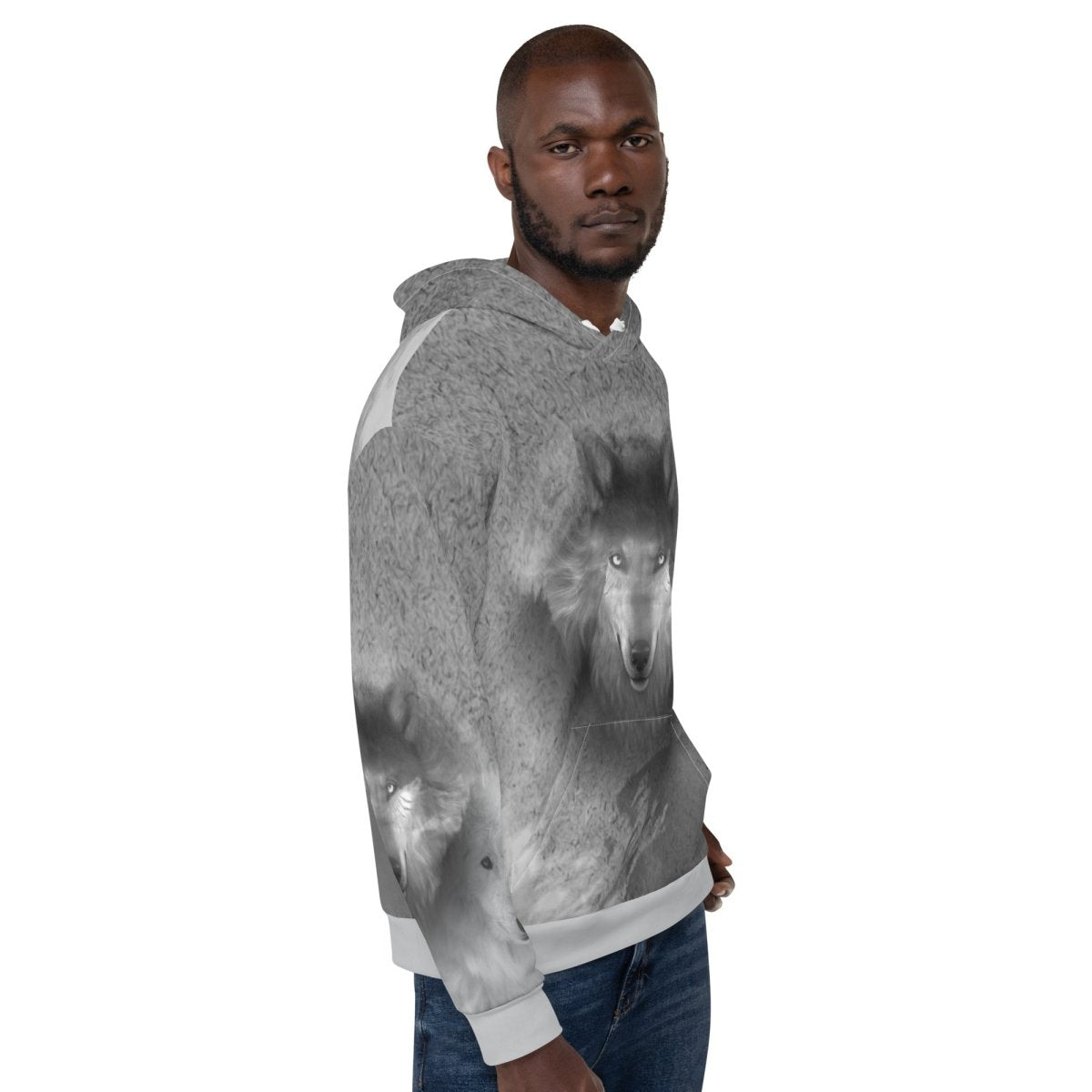 Men's Grey Wolf Hoodie - DoggyLoveandMore