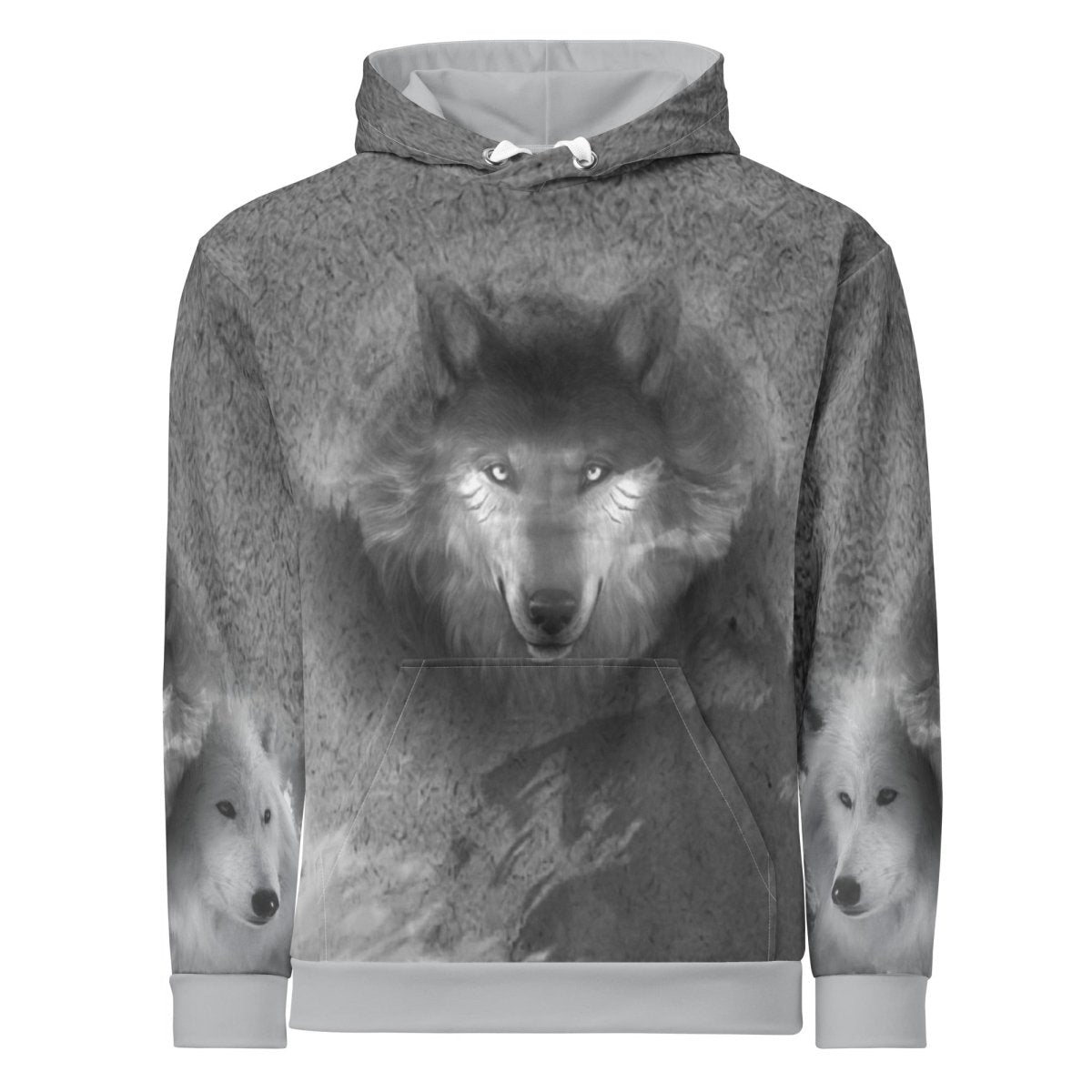 Men's Grey Wolf Hoodie - DoggyLoveandMore