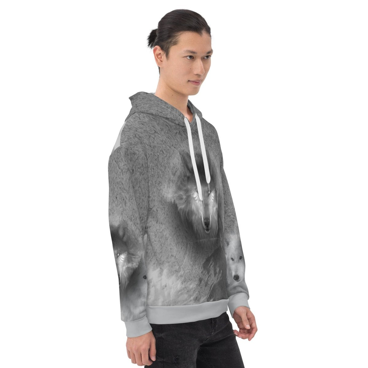 Men's Grey Wolf Hoodie - DoggyLoveandMore