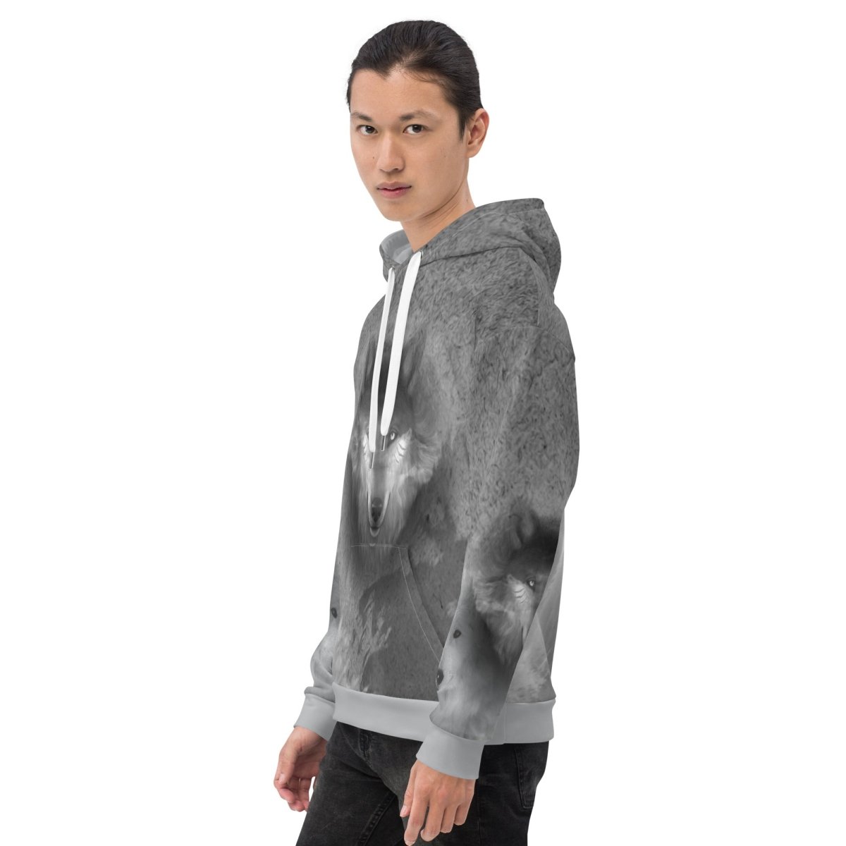 Men's Grey Wolf Hoodie - DoggyLoveandMore