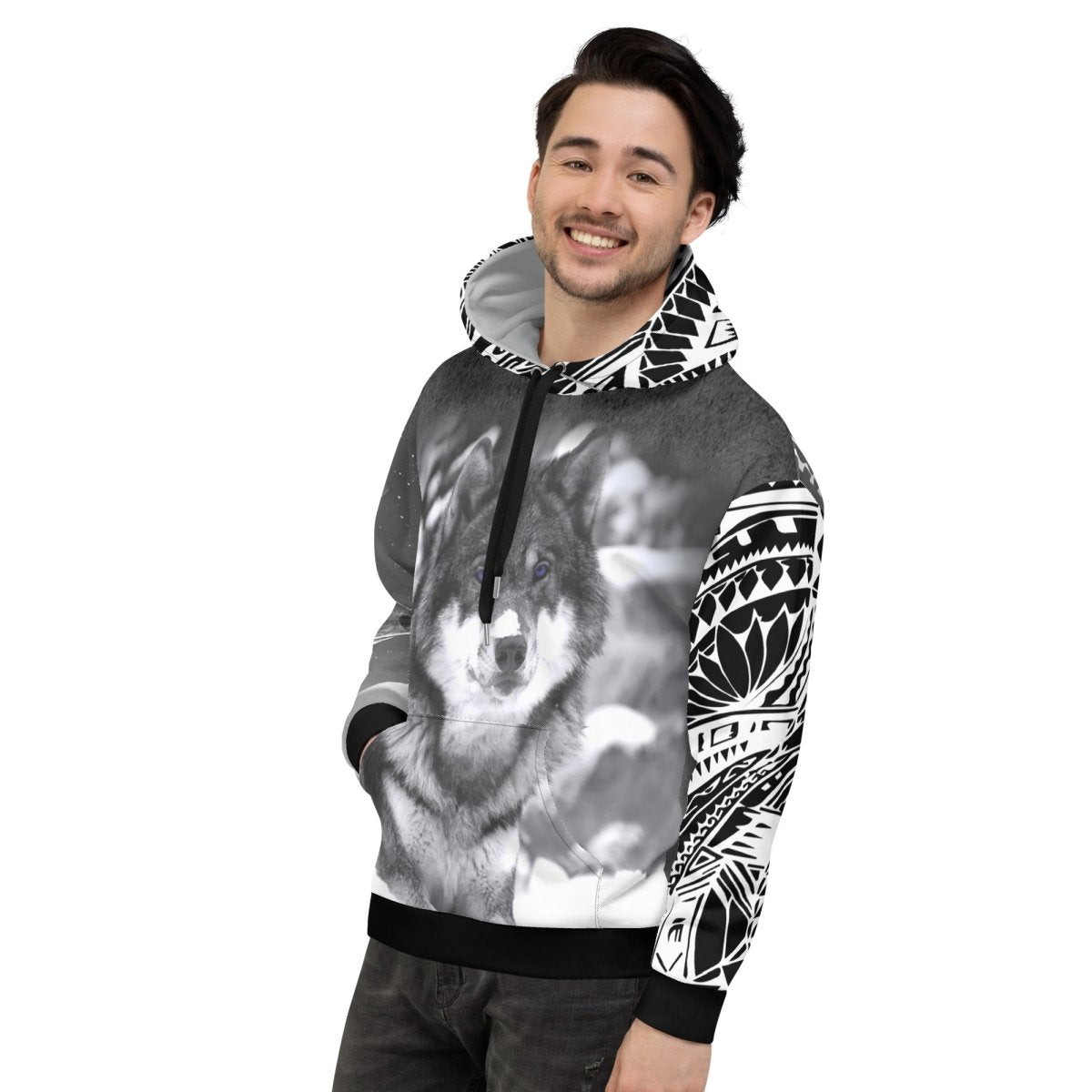 Men's Snow Wolf Hoodie - DoggyLoveandMore