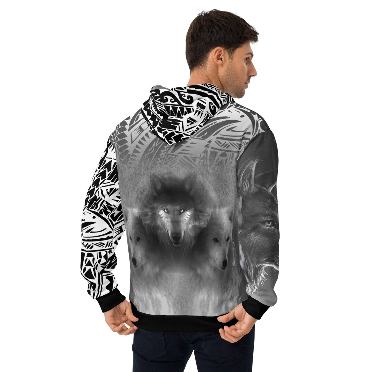 Men's Snow Wolf Hoodie - DoggyLoveandMore