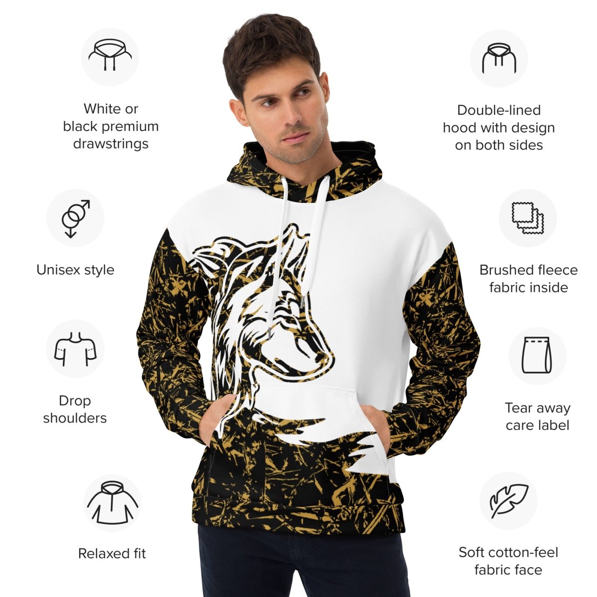 Men's White Forest Wolf Hoodie - DoggyLoveandMore