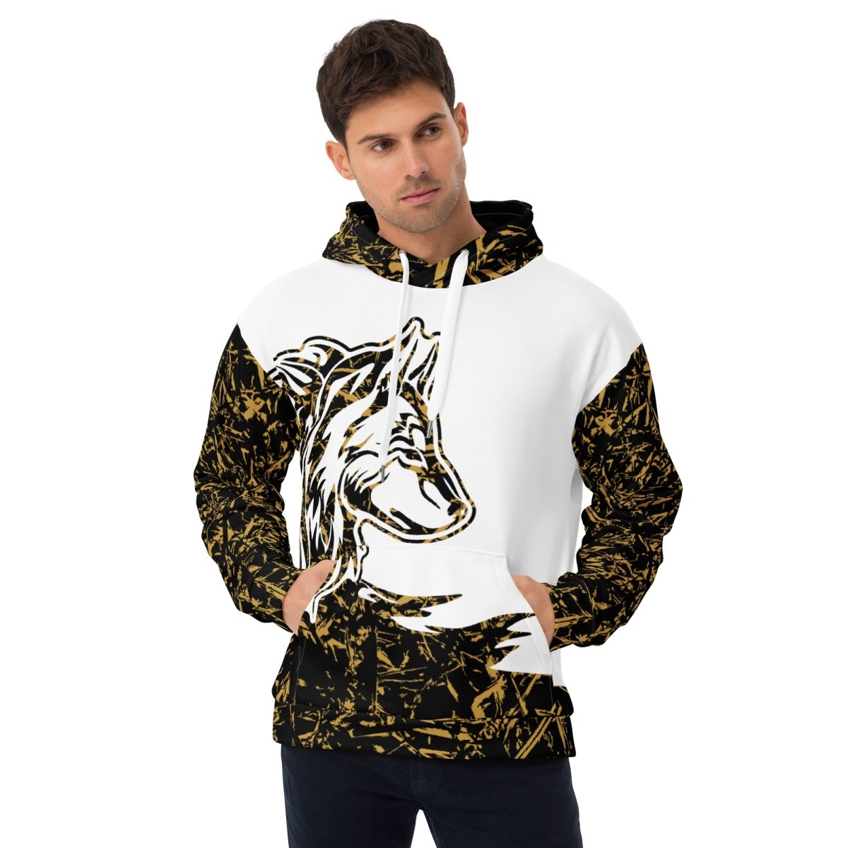 Men's White Forest Wolf Hoodie - DoggyLoveandMore