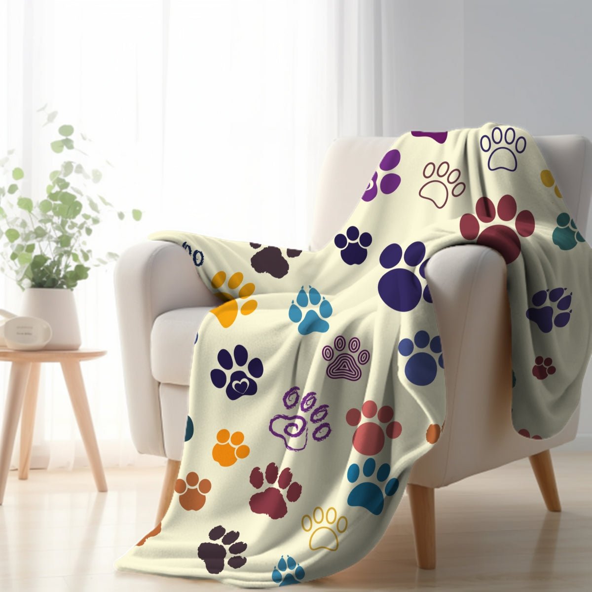 Paw Prints Throw Blanket - DoggyLoveandMore